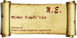 Mider Eugénia névjegykártya